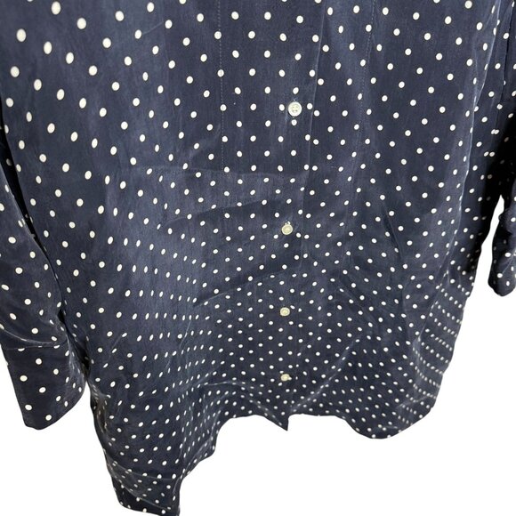Everlane Womens Shirt Dress Navy Polka Dot Long-Sleeve Button-Up Size 10 Cupro - Picture 6 of 8